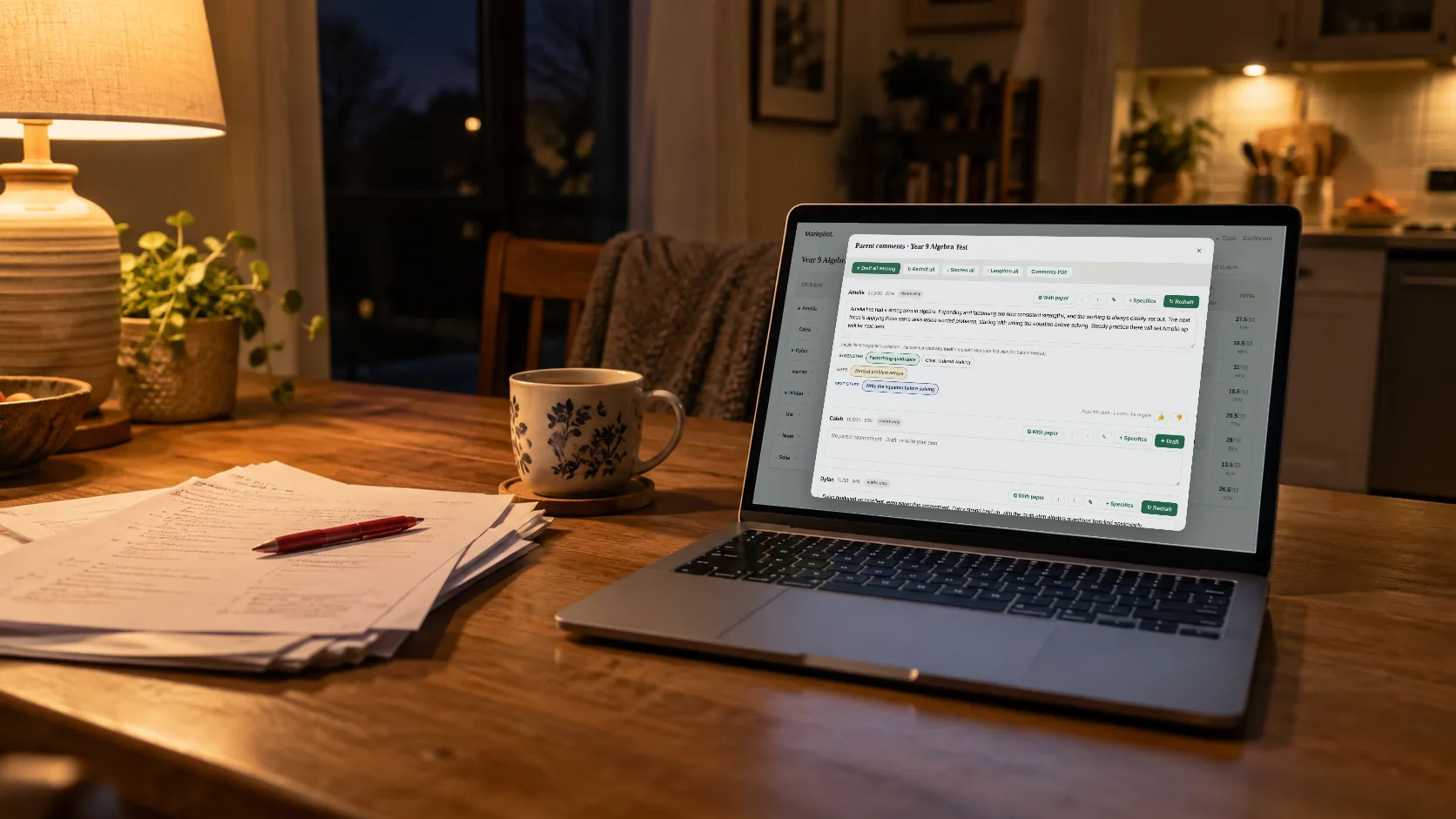 The Comment Studio on a laptop at home